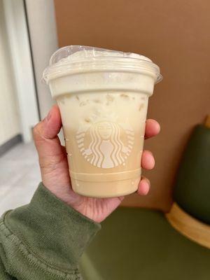 Tall Iced Blonde Vanilla Latte w/ vanilla sweet cream cold foam