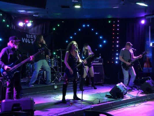 High Voltage AC/DC cover band Fri 20 Dec 19. My friend Colleen front and center!