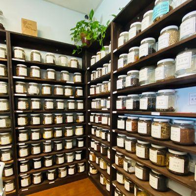 Chinese herb dispensary. Patients can receive a prescription for Chinese herbal formulas at their acupuncture appointment.