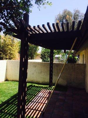 Patio wood damage. We have in house wood repair.