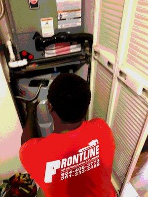 Adjusting the temperature after installing a brand new water to meet customer's satisfaction.