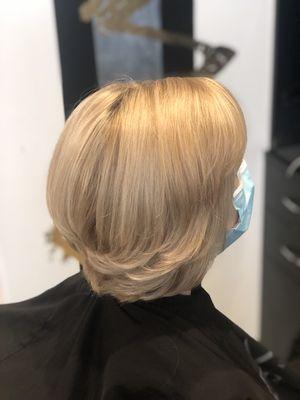 Full Highlight, roots touch up, and haircut