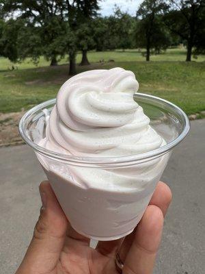 Strawberry & Vanilla Soft Serve ($5)