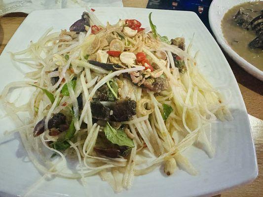 Fermented crab papaya salad -too salty