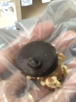 Yummy candy - dark chocolate, pecans, caramel