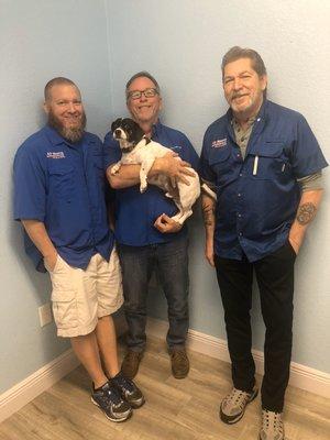 Owners- Rich Jr, Allen, Rich Sr, and our company mascot Brinkley