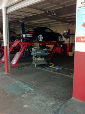 My Boxster getting the alignment job done.