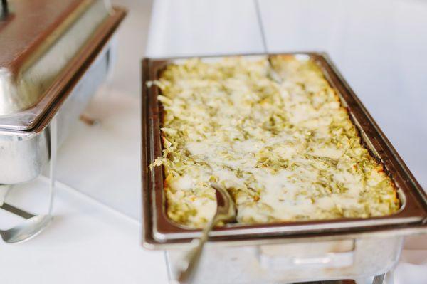 Hatch green chile, cheese and yellow corn enchiladas.