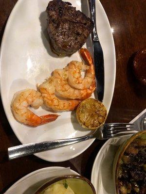 6 oz filet mignon with shrimp