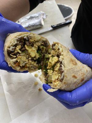 Steak and egg burrito