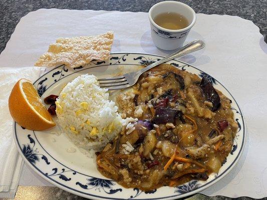 Lunch Special: Hot Spicy Eggplant (with pork) & fried rice