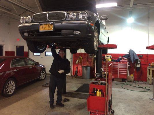 Elio, a member of our knowledgeable staff, changing a starter motor.