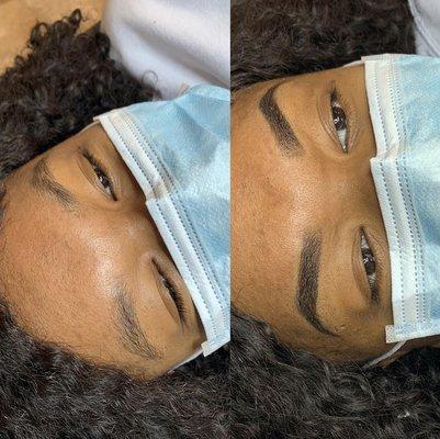 Before and after brow tattoo