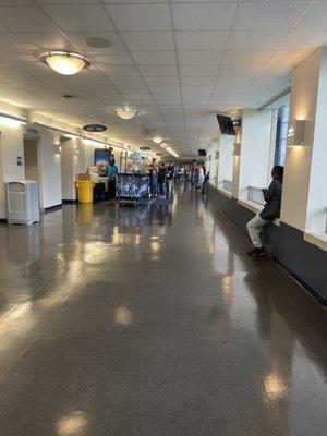 Hallway with concession stand