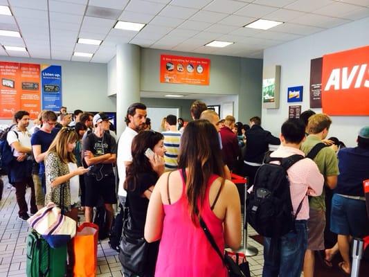 Another look at the line on a Saturday morning - the worst experience we ever had renting a car.