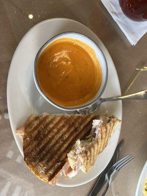 Panini and tomato soup