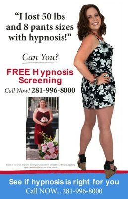 "I lost 50lbs. and 8 Pants Sizes with Hypnosis!"  Can you?