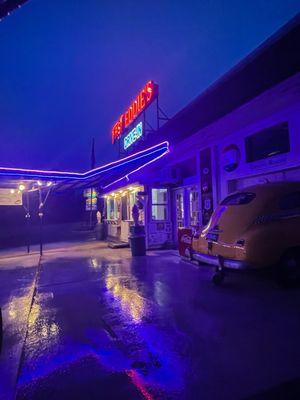 Lights on a rainy night