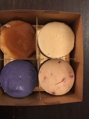 Sampler in a nice box : Mocha, maple peach bourbon, strawberry shortcake, Ube