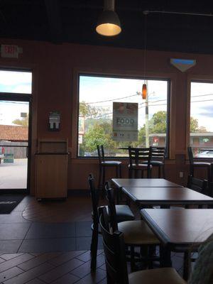 Dining area is clean and modern