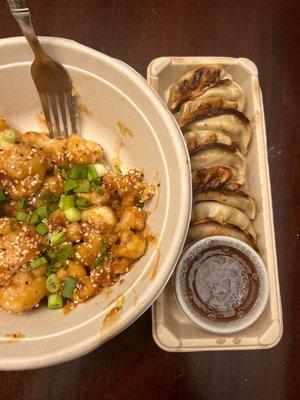 Cauliflower Korean wings and the impossible meat pot stickers .