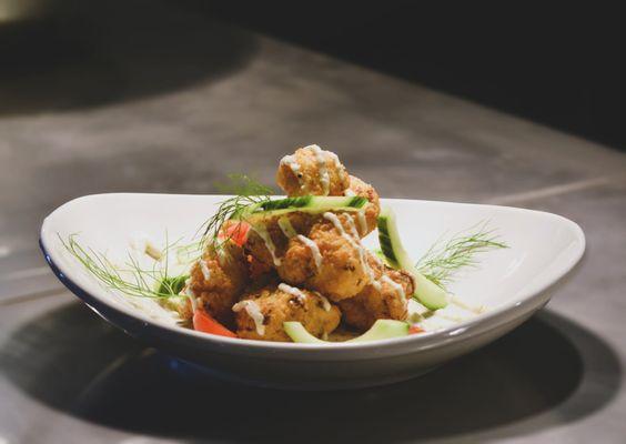 Fried Cauliflower with Feta Crema