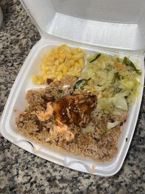 Jerk salmon with extra jerk sauce