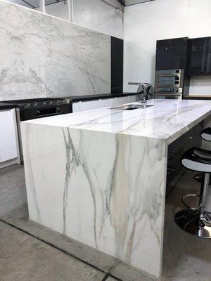 Gorgeous Porcelain slab installation in our designer showroom