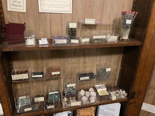 Rock/stone selection inside the souvenir shop