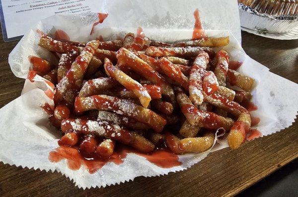 Food - Super secret desert menu of Funnel Cake Fries with w/Raspberry sauce! as of 10-30-2024