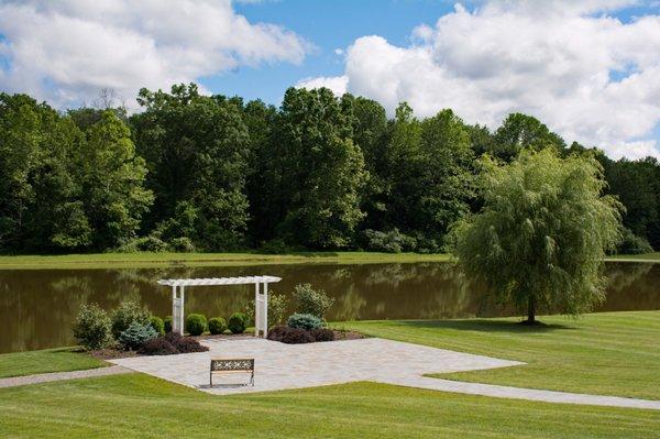 The beautiful lakeside terrace at the Hunterdon Hills Playhouse.