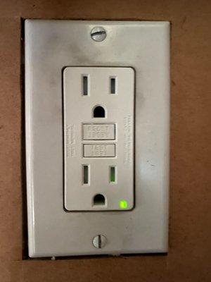 Replaced GFI/GFCI outlet (Ground Fault Circuit Interrupter)