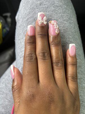 I got these nails done for my birthday and she freestyled! It is such a beautiful design!