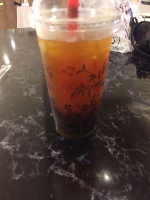 Peach boba tea.