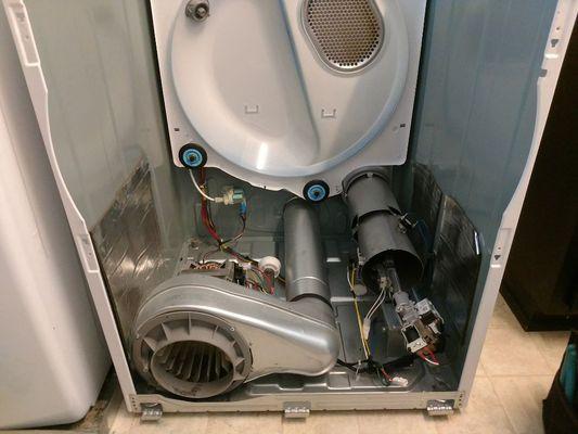 Samsung dryer repair. Cleaned to make it fire safe before putting it back together.