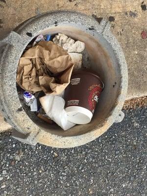 This is the "flower" urn at the entrance. Don't think it's been cleaned out in a while.