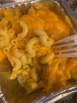 Dry noodles with hard cheese on top