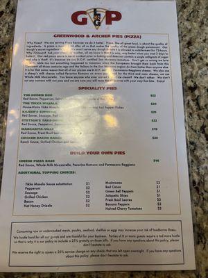 Lefty's on greenwood pizza menu