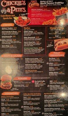 Front of the Menu