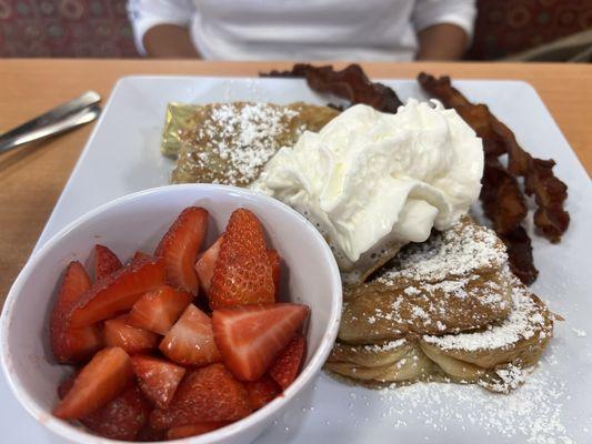 French Toast with side of fruit and bacon