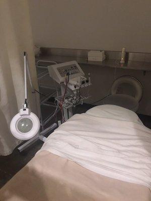 The room where I received my facial. Great equipment. Streamer, extraction tool the works!