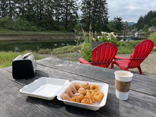 a dozen donuts, coffee and a view!