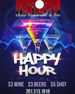 S Luna Restaurant & Bar * Happy Hour from 3:00 PM to 5:00 PM