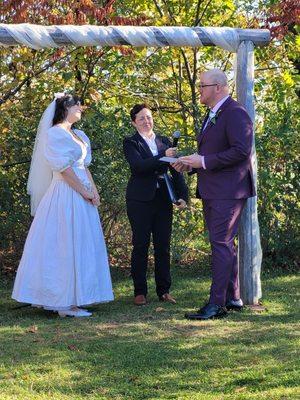 Outdoor ceremony in the fall