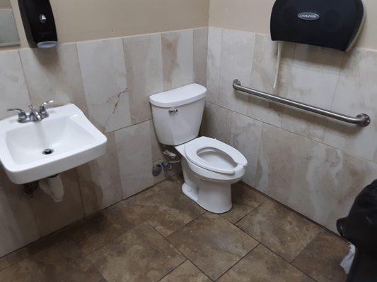 Nice bathroom for a truck stop.