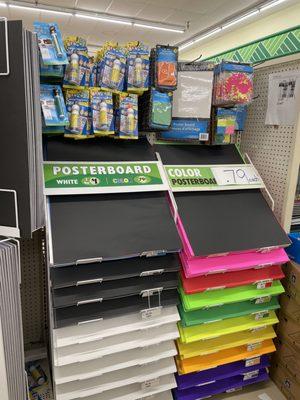 Poster boards 2/$1 white & 79 cents for color