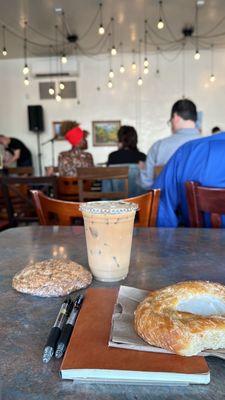 Iced Vanilla Latte, Cheese Danish, & Chocolate Oatmeal Cookie