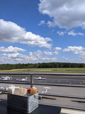 patio view with the airplanes