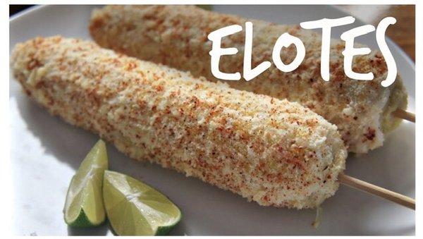 Elotes on the cob or in a cup.Both options are amazing