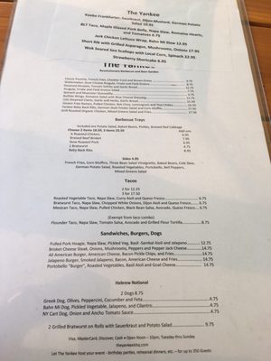 The menu